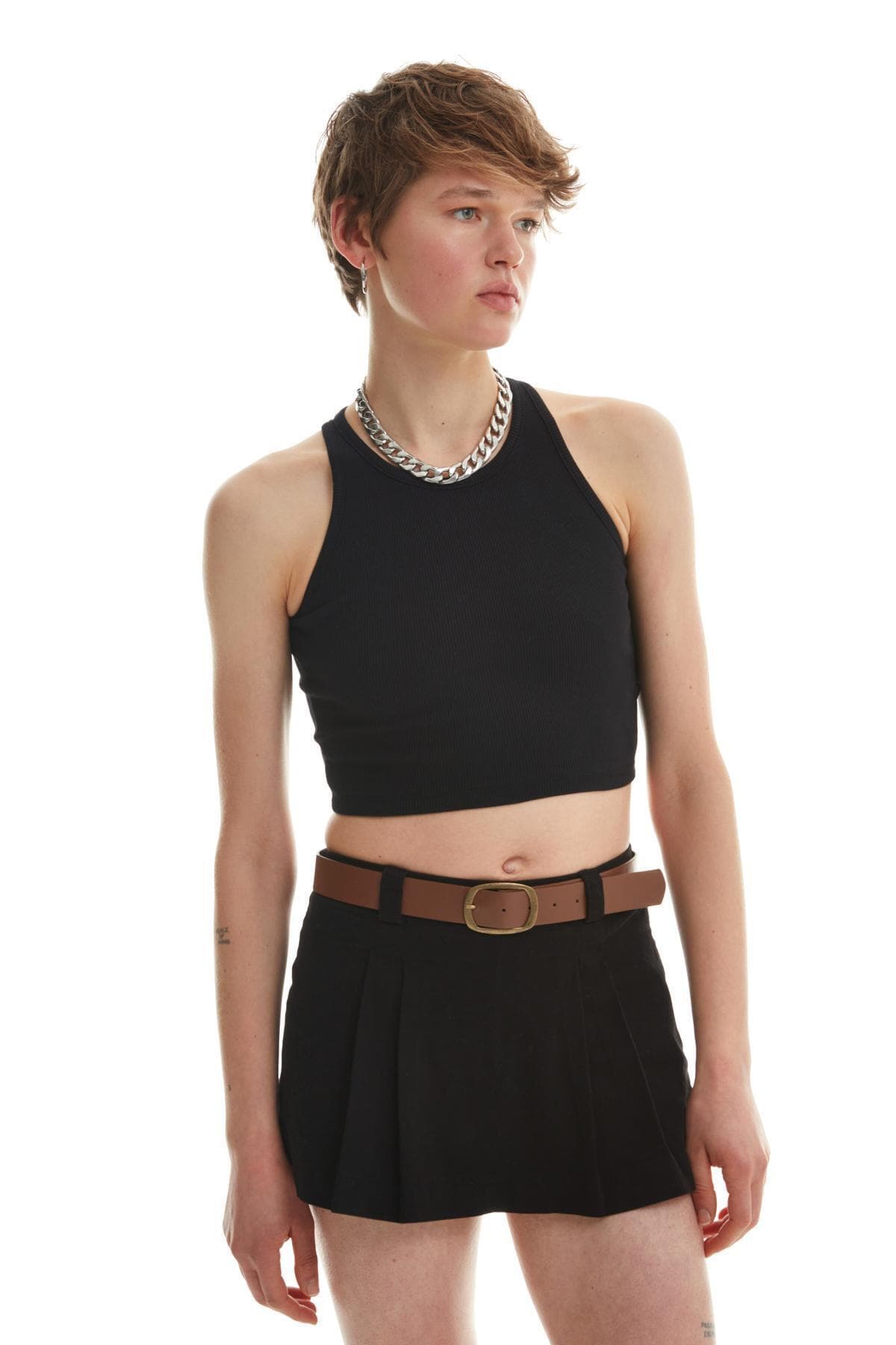 Halter Yaka Crop Atlet Siyah ürün görseli 1