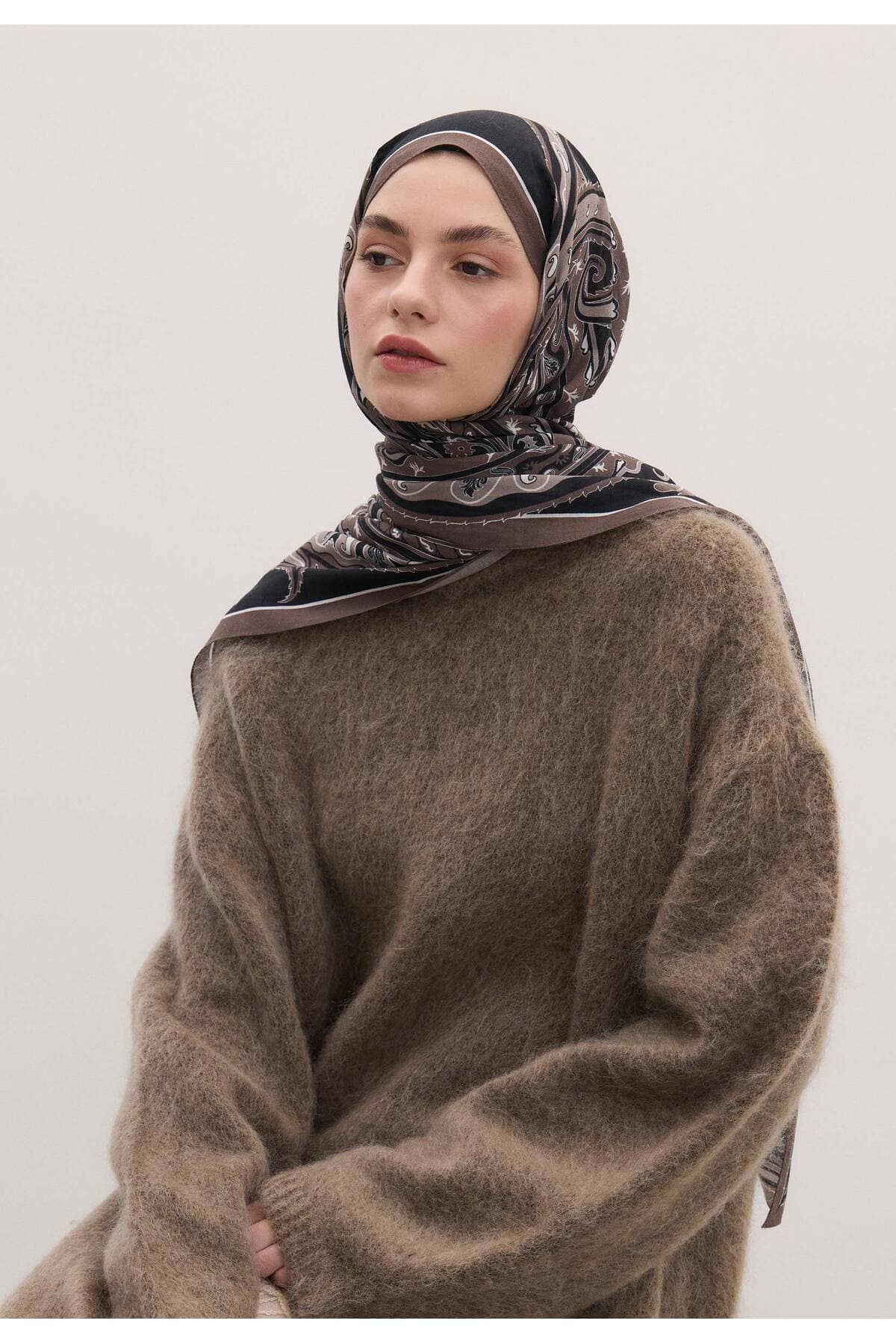 Vintage Paisley Desen Şal Vizon ürün görseli 5