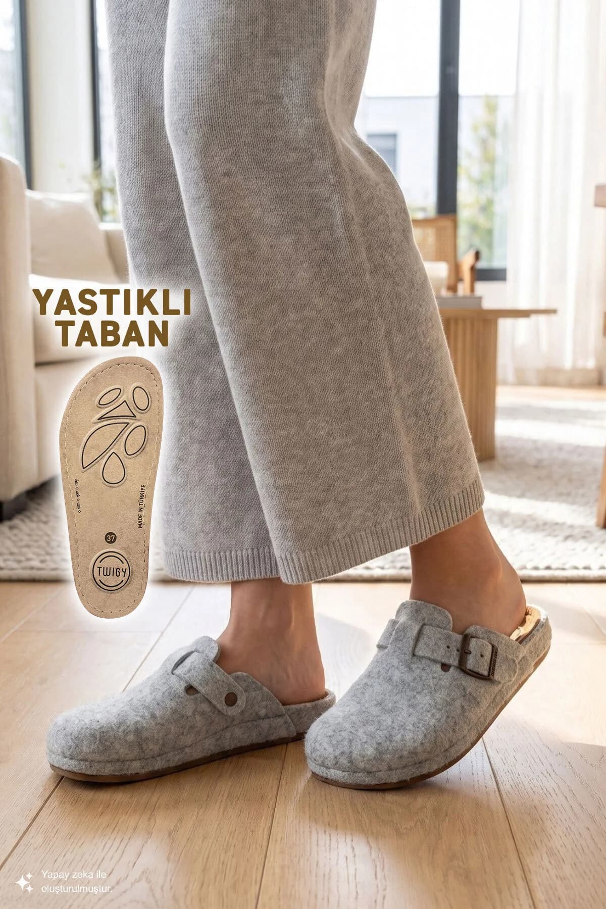 Tuana Kadın Garson Boy Ev Terliği Gri 36/40 ürün görseli 1