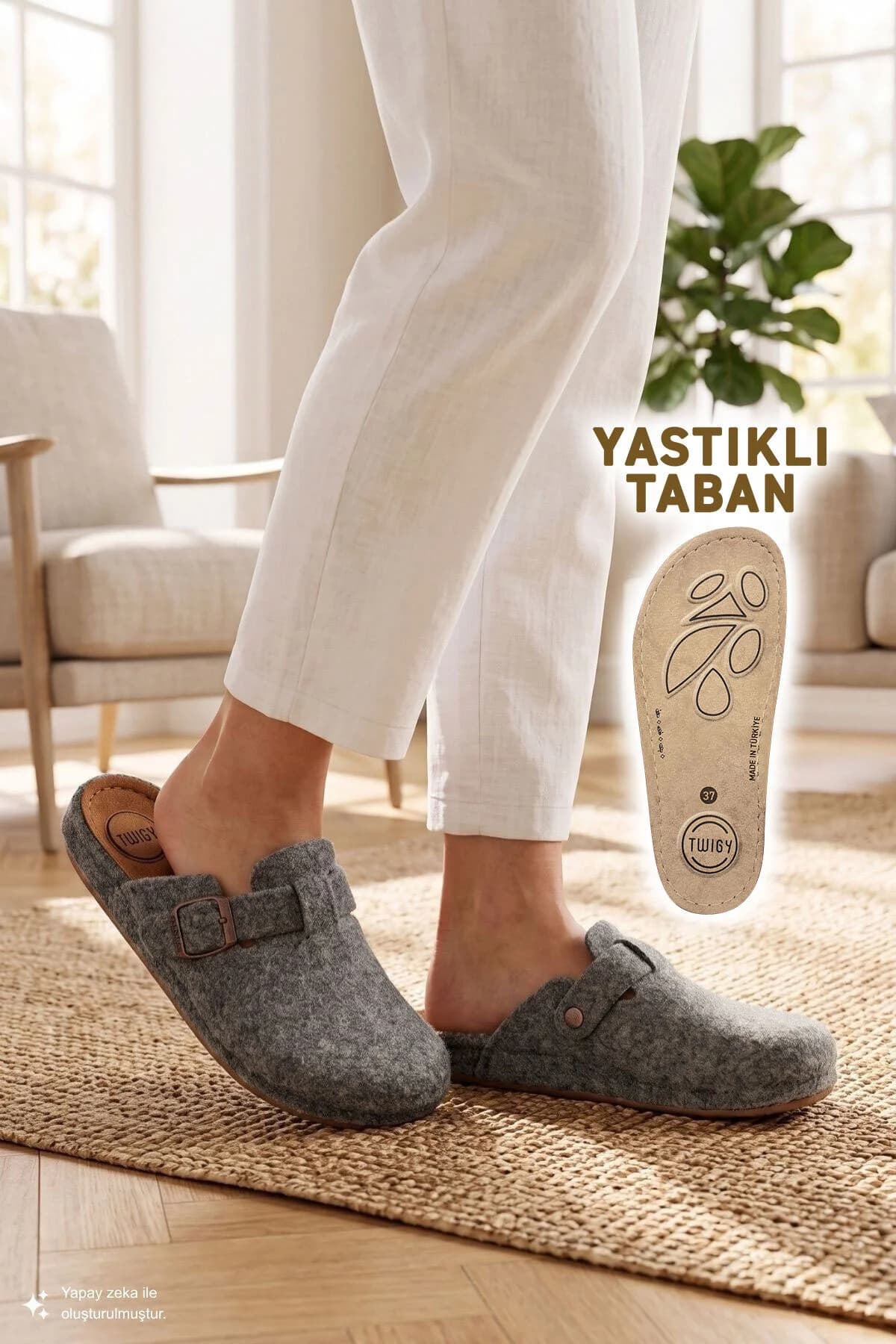 Tuana Kadın,Garson Boy Ev Terliği Füme 36/40 ürün görseli 1